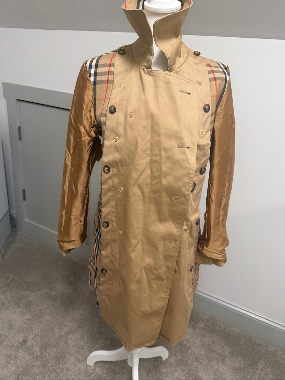 Burberry London Kensington Honey Beige Trench Coat Detachable Wool Liner Fit S/2 - Picture 13 of 16